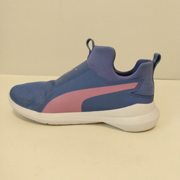 Puma Soft Foam Blue Pink White Mesh Slip On Ankle Sneakers sz 7 - Picture 2 of 8